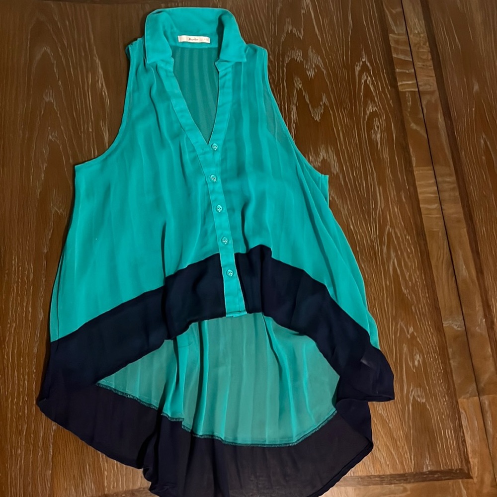 Sheer high low blouse